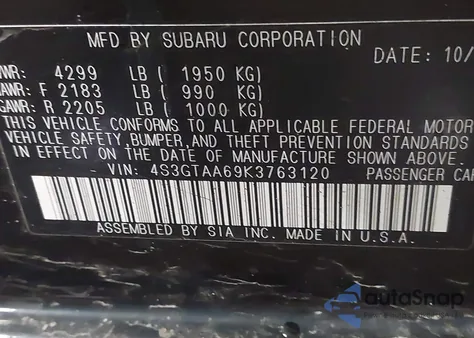 2019 Subaru Impreza 2.0I z USA, uszkodzony, nr VIN 4S3GTAA69K3763120